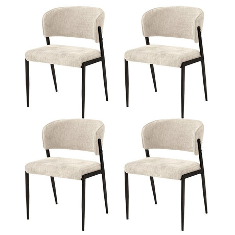 Artiss Dining Chairs Set of 4 Linen Fabric Soft Upholstered Chairs Beige