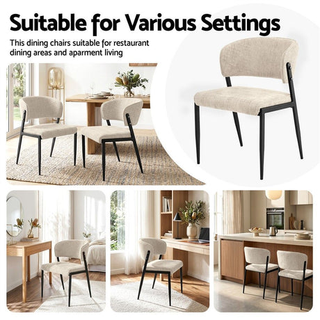 Artiss Dining Chairs Set of 4 Linen Fabric Soft Upholstered Chairs Beige