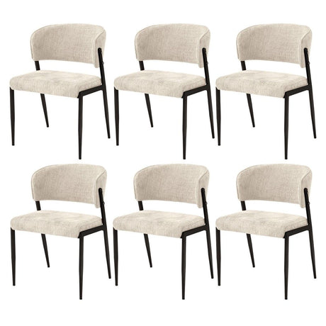 Artiss Dining Chairs Set of 6 Linen Fabric Soft Upholstered Chairs Beige