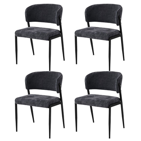 Artiss Dining Chairs Set of 4 Linen Fabric Soft Upholstered Chairs Charcoal