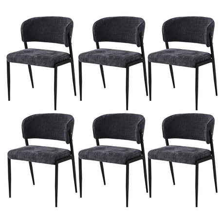 Artiss Dining Chairs Set of 6 Linen Fabric Soft Upholstered Chairs Charcoal