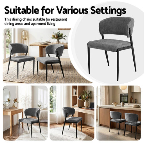 Artiss Dining Chairs Set of 4 Linen Fabric Soft Upholstered Chairs Grey