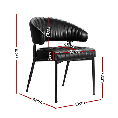 Artiss Dining Chairs Set of 4 Leather Hollow Armchair Black
