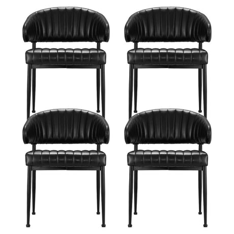 Artiss Dining Chairs Set of 4 Leather Hollow Armchair Black