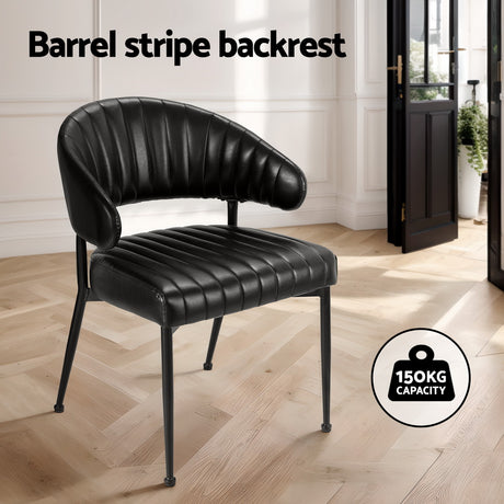 Artiss Dining Chairs Set of 4 Leather Hollow Armchair Black