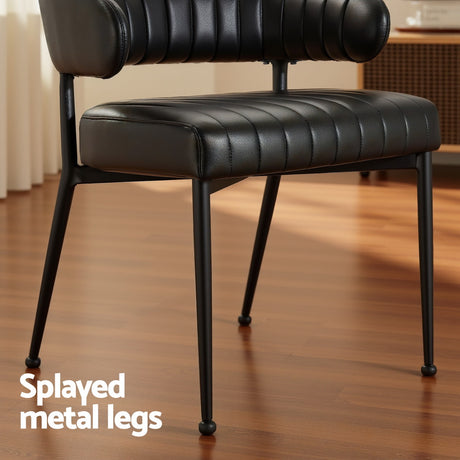 Artiss Dining Chairs Set of 4 Leather Hollow Armchair Black