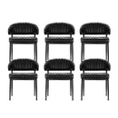 Artiss Dining Chairs Set of 6 Leather Hollow Armchair Black