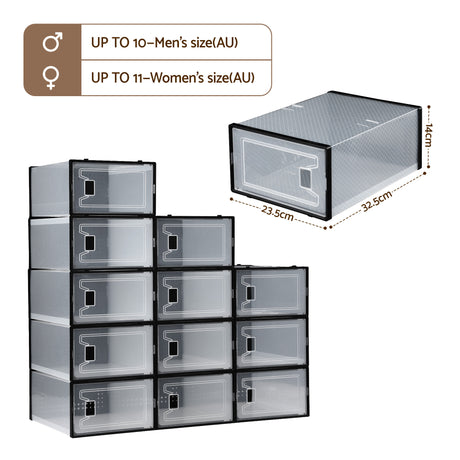 Artiss Shoe Storage Box DIY Set of 12 Stackable Black