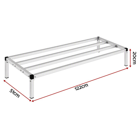 Giantz 122x51cm Aluminum Dunnage Rack Heavy Duty Kitchen Storage Platform