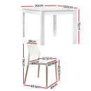1 Artiss Dining Table and 4 Chairs Set White Wood