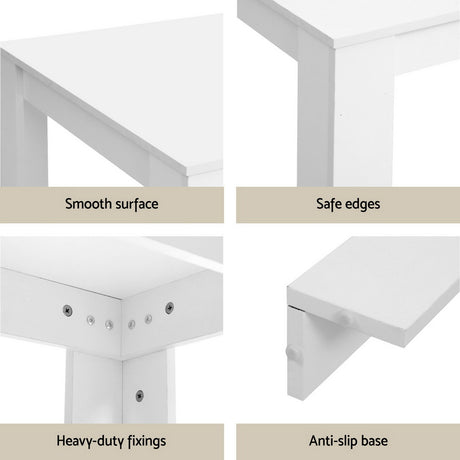 1 Artiss Dining Table and 4 Chairs Set White Wood