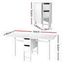 Artiss Dining Table and Chairs Set 5pcs Foldable Kitchen Furniture with 2 Drawers Black and White