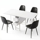 Artiss Dining Table and Chairs Set 5pcs Foldable with 2 Drawers Black and White