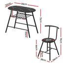 Artiss Dining Table Set 3PC Bistro Kitchen Storage Wine Rack Black Marble Style
