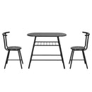 Artiss Dining Table Set 3PC Bistro Kitchen Storage Wine Rack Black Marble Style
