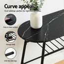 Artiss Dining Table Set 3PC Bistro Kitchen Storage Wine Rack Black Marble Style