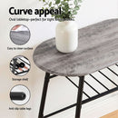 Artiss Oval Dining Table Set 3PC Space-Saving Bistro Kitchen Storage Wine Rack Grey