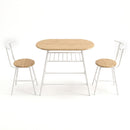 Artiss Oval Dining Table Set 3PC Space-Saving Bistro Kitchen Storage Wine Rack Natural White