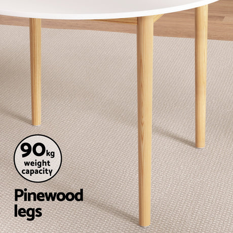 1 Artiss Dining Table and 4 Chairs Set White Wood