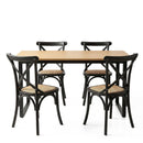 Artiss Dining Table and Chairs Set 5PCS Industrial 4 Black Rattan Chairs for Kitchen, Dining Room, Café