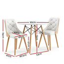 Artiss Dining Table and Chairs Set 3PCS 90cm 2 Seater Round Dining Set for Kitchen, Apartment, Dining Room White