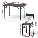 Artiss Dining Table and Chairs Set of 5 Compact Kitchen Furniture Marble Black