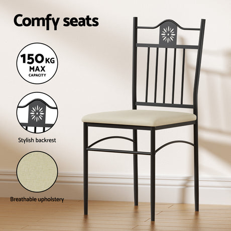 Artiss Dining Table and Chairs Set of 5 Compact Kitchen Furniture Upholstered