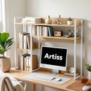 Artist Desk Organizer 2-Tier Desk Shelf 24cm Depth for Unblocked Monitor View Asymmetrical Desk Hutch Dorm for WFH & Gaming Heavy-Duty