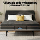 Artiss Queen size bed frame with Giselle Bedding Queen Mattress, adjustable bed Base Combo for Snoring Relief, Independent Head Foot Incline, Wireless Remote, Black,18cm Thickness