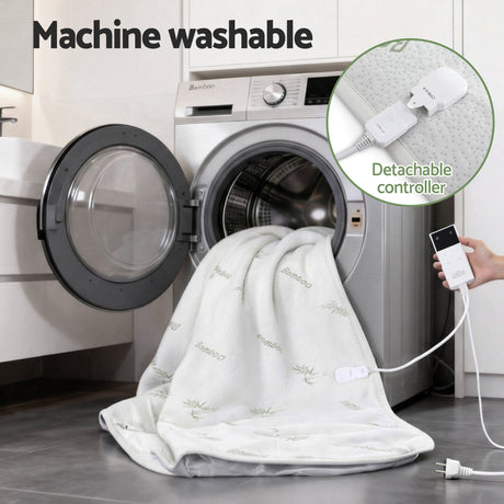 Giselle Electric Blanket Bamboo Fabric Double Fitted Heated Pad Underlay Washable Winter