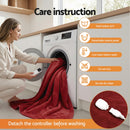 Giselle Electric Throw Rug Double Size 200x180cm Fleece Flannel Heated Blanket Burgundy