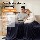 Giselle Electric Throw Rug Double Size 200x180cm Coral Fleece Heated Blanket Charcoal