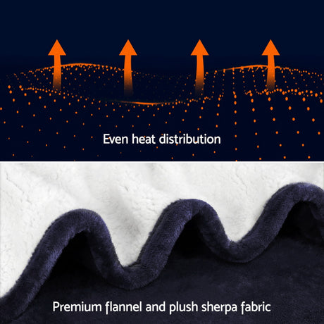 Giselle Electric Throw Rug Heated Blanket Fleece Charcoal