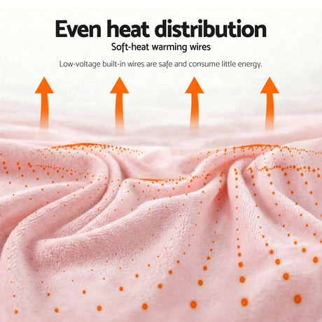 Giselle Electric Throw Rug Dual Side Fleece Flannel Heated Blanket Pink