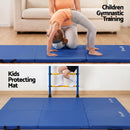Everfit 180x60cm Gymnastics Mats Folding Exercise Floor Mat Portable 3 Fold Tumbling Mat Blue