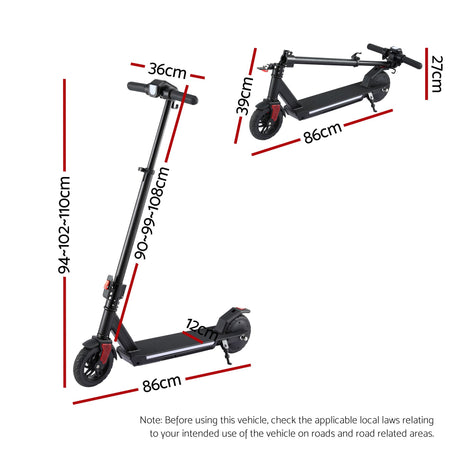 Electric Scooter 180W 18KM/H Foldable Height Adjustable Portable Riding Commuter Teens Adults
