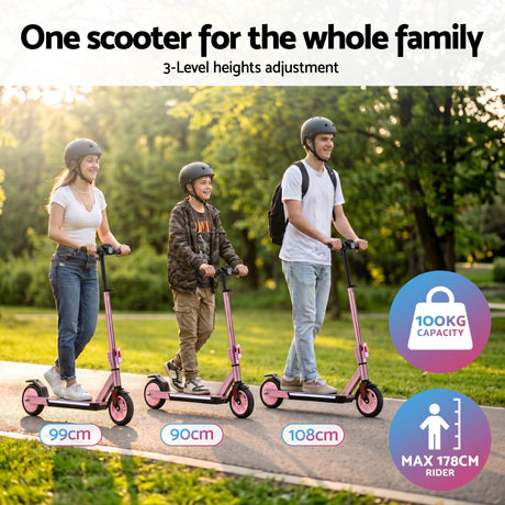 Electric Scooter 180W 18KM/H Adjustable Portable Foldable Height Riding Commuter Teens Adults