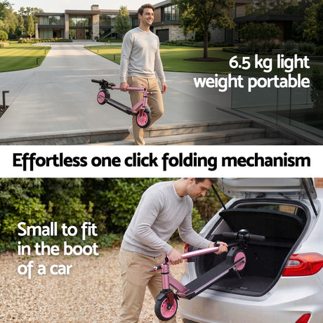 Electric Scooter 180W 18KM/H Adjustable Portable Foldable Height Riding Commuter Teens Adults