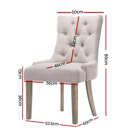 Artiss Dining Chairs Set of 4 Linen French Provincial Beige
