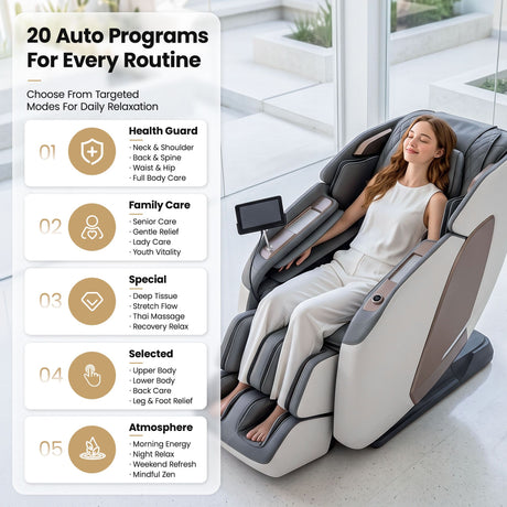 Livemor Prestige 4D Dual Mechanism Massage Chair, Full Body Zero Gravity Recliner with Extended SL Track, Body Scan, Air Compression, Waist Heating, Foot Rollers, Voice Control & Wireless Charging