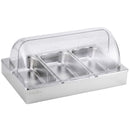 5-Star Chef 3 Pan Food Serving Display Stainless Steel with Clear Roll Top Cover