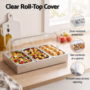 5-Star Chef 3 Pan Food Serving Display Stainless Steel with Clear Roll Top Cover