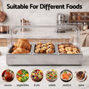 5-Star Chef 3 Pan Food Serving Display Stainless Steel with Clear Roll Top Cover