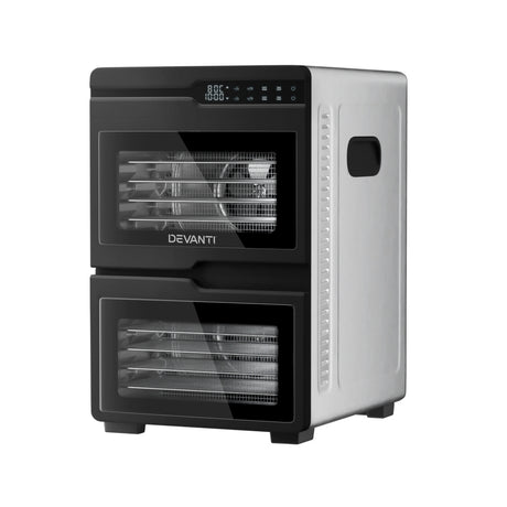 Devanti 12 Trays Food Dehydrator Dual-Zone Stainless Steel Fruit Jerky Dryer