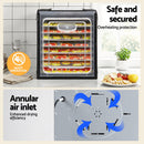 Devanti 9 Trays Food Dehydrator with Hanging Stainless Steel Tray