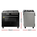 Devanti 90cm Dual Fuel Cooker Gas Cooktop Electric Oven 5 Burner