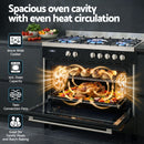 Devanti 90cm Dual Fuel Cooker Gas Cooktop Electric Oven 5 Burner