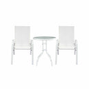 Gardeon 3PC Outdoor Bistro Set Table and Chairs Stackable Patio Furniture White