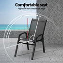 Gardeon 2PC Outdoor Dining Chairs Stackable Lounge Chair Patio Furniture Grey