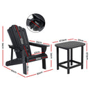 Gardeon Outdoor Table and Chairs HDPE Adirondack Beach Chair Sun Lounge Patio Furniture Garden Black